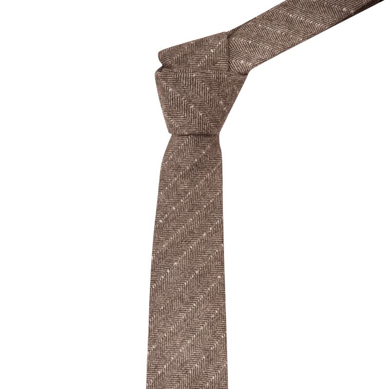King & Priory Saddle Brown Herringbone With Pinstripe Tie