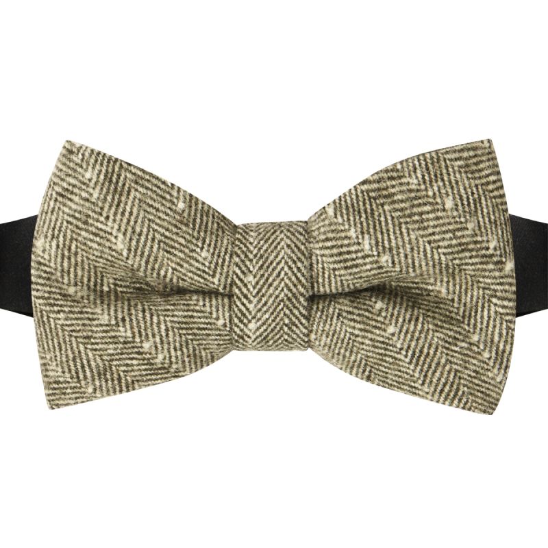 King & Priory Sage Green Herringbone With Pinstripe Bow Tie