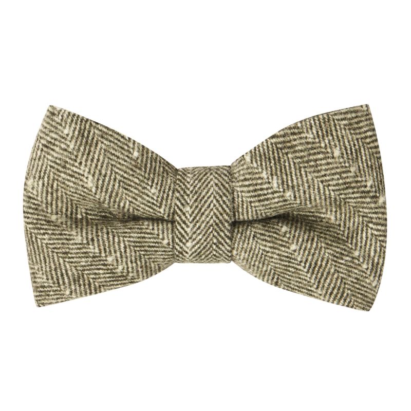 king & priory Sage Green Herringbone with Pinstripe Bow Tie