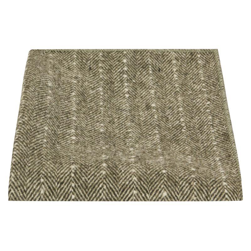 king & priory Sage Green Herringbone with Pinstripe Pocket Square