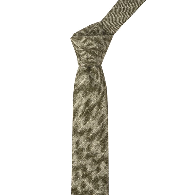 King & Priory Sage Green Herringbone With Pinstripe Tie