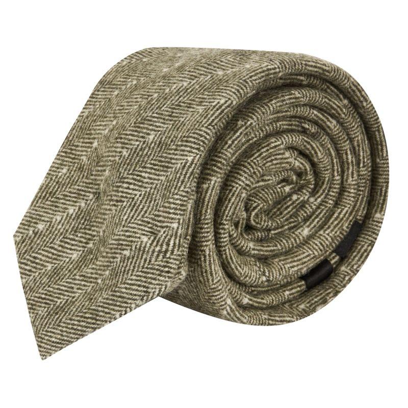 king & priory Sage Green Herringbone with Pinstripe Tie