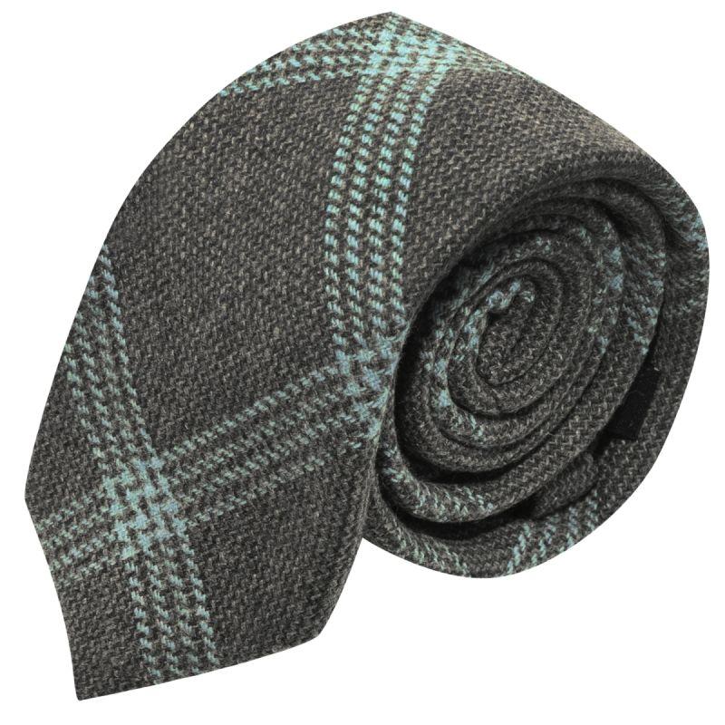 king & priory Slate Grey & Blue Birdseye Weave Check Tie