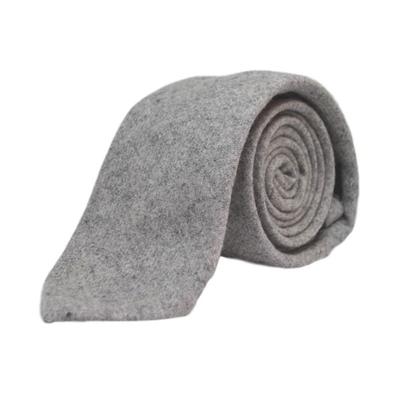 King & Priory Stonewashed Medium Grey Tie & Pocket Square Set