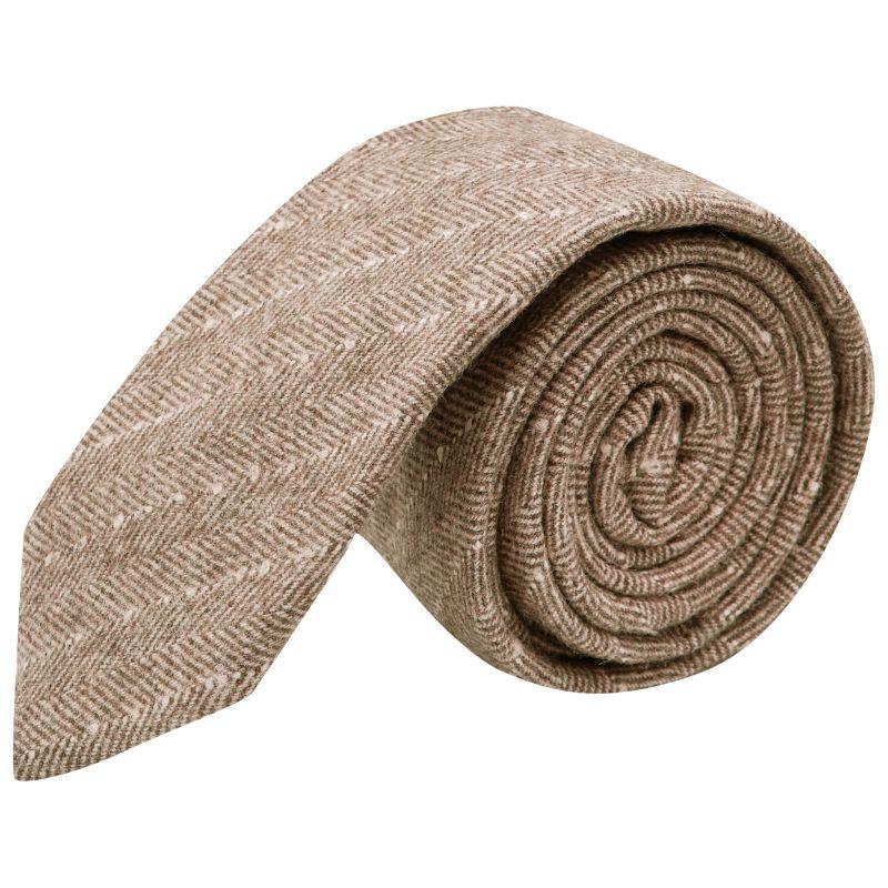 king & priory Tan Brown Herringbone with Pinstripe Tie