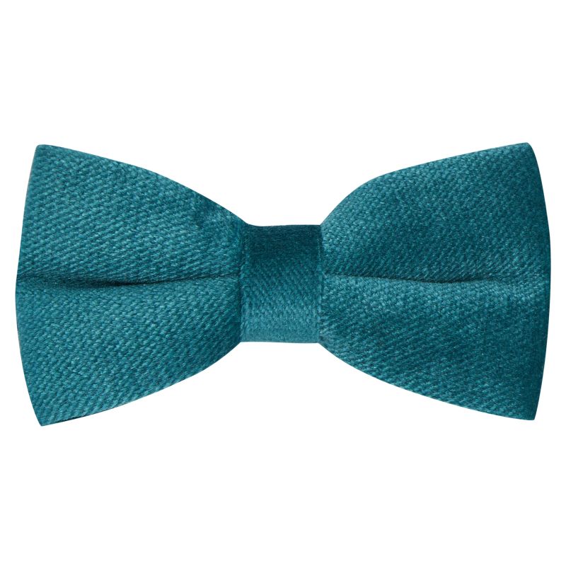 King & Priory Teal Blue / Green Textured Velvet Bow Tie