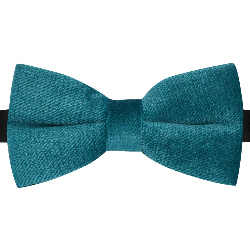 king & priory Teal Blue / Green Textured Velvet Bow Tie