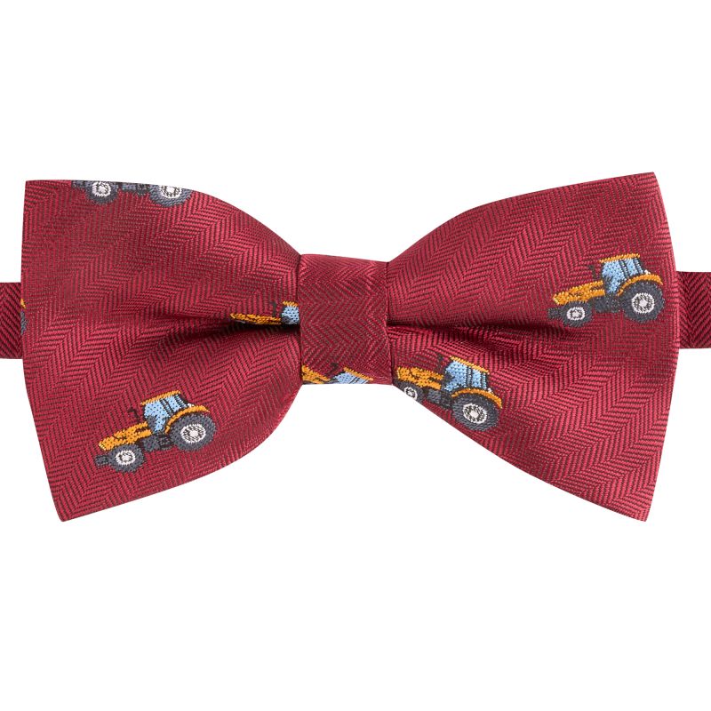 King & Priory Tractor Burgundy Red Herringbone Bow Tie