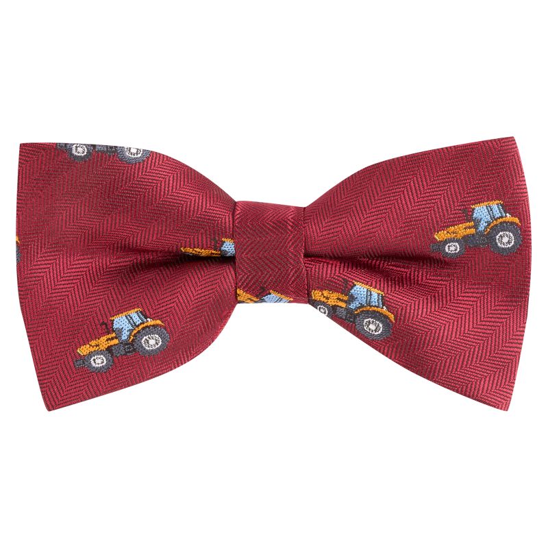 king & priory Tractor Burgundy Red Herringbone Bow Tie