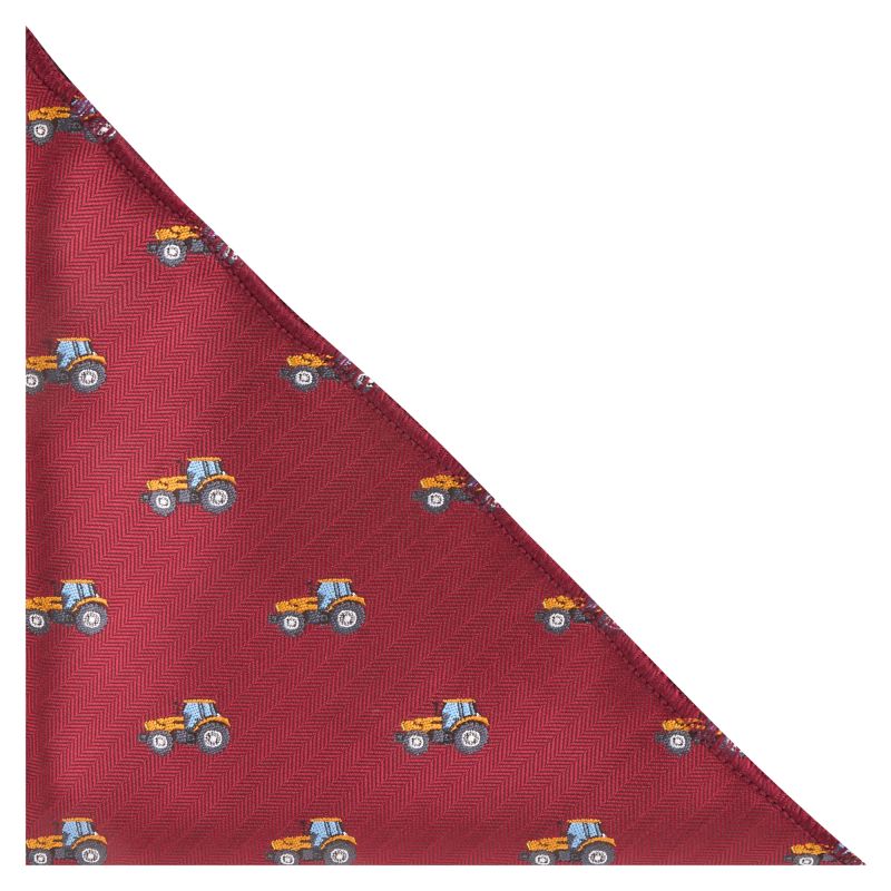 King & Priory Tractor Burgundy Red Herringbone Pocket Square