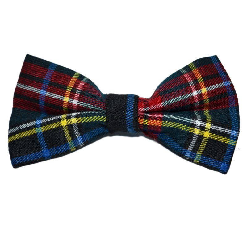 King & Priory Traditional Dark Green & Black Tartan Bow Tie & Pocket Square Set