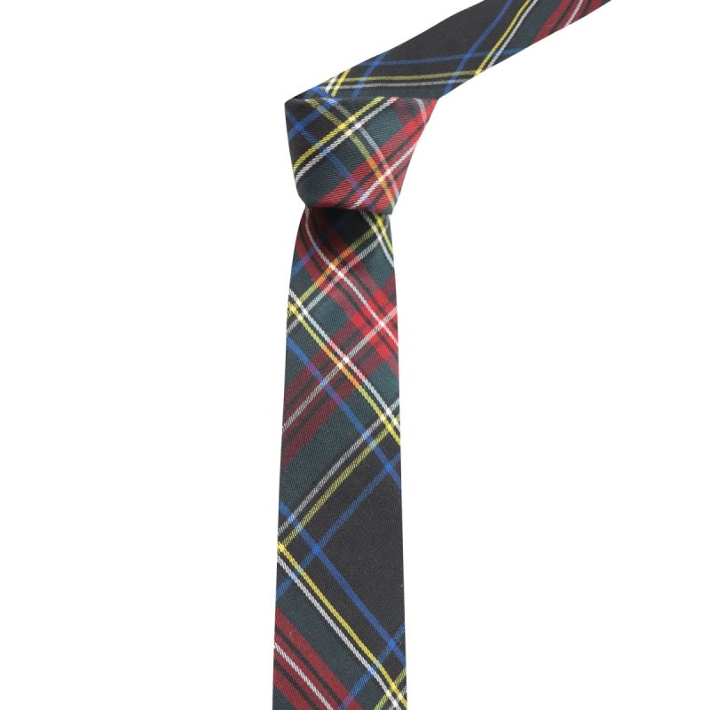 King & Priory Traditional Dark Green & Black Tartan Tie
