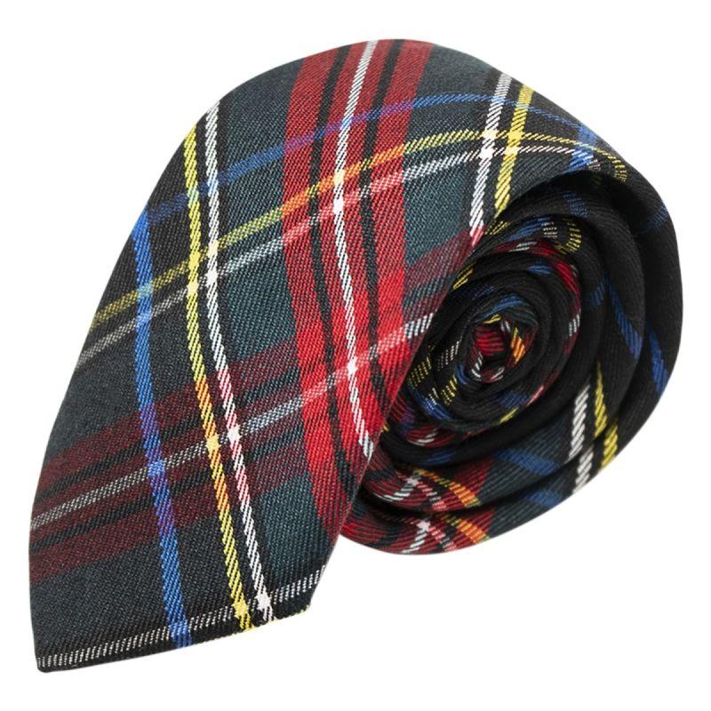 king & priory Traditional Dark Green & Black Tartan Tie