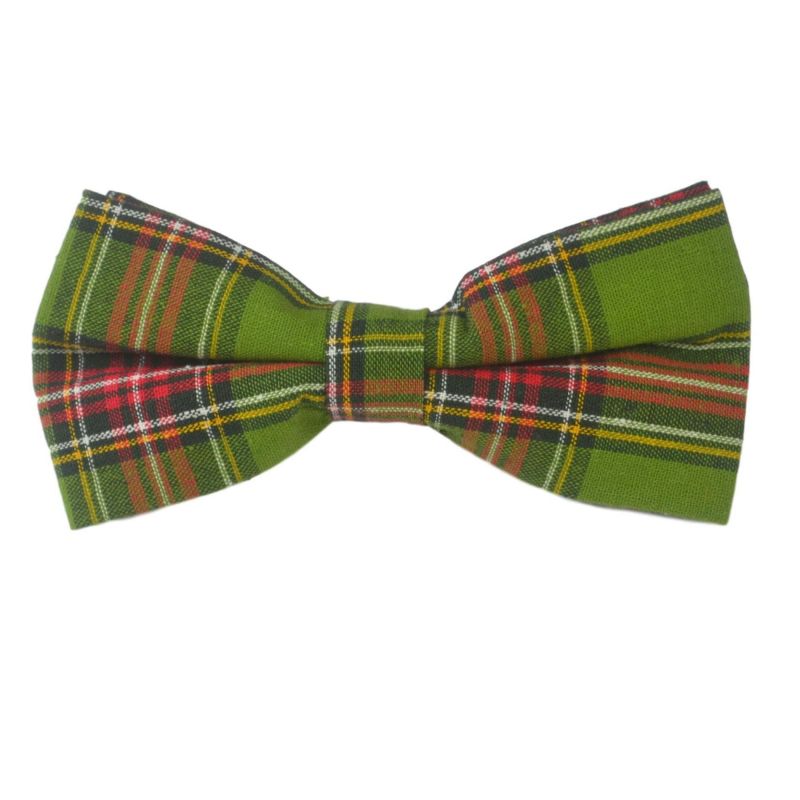 King & Priory Traditional Green Tartan Bow Tie & Pocket Square Set