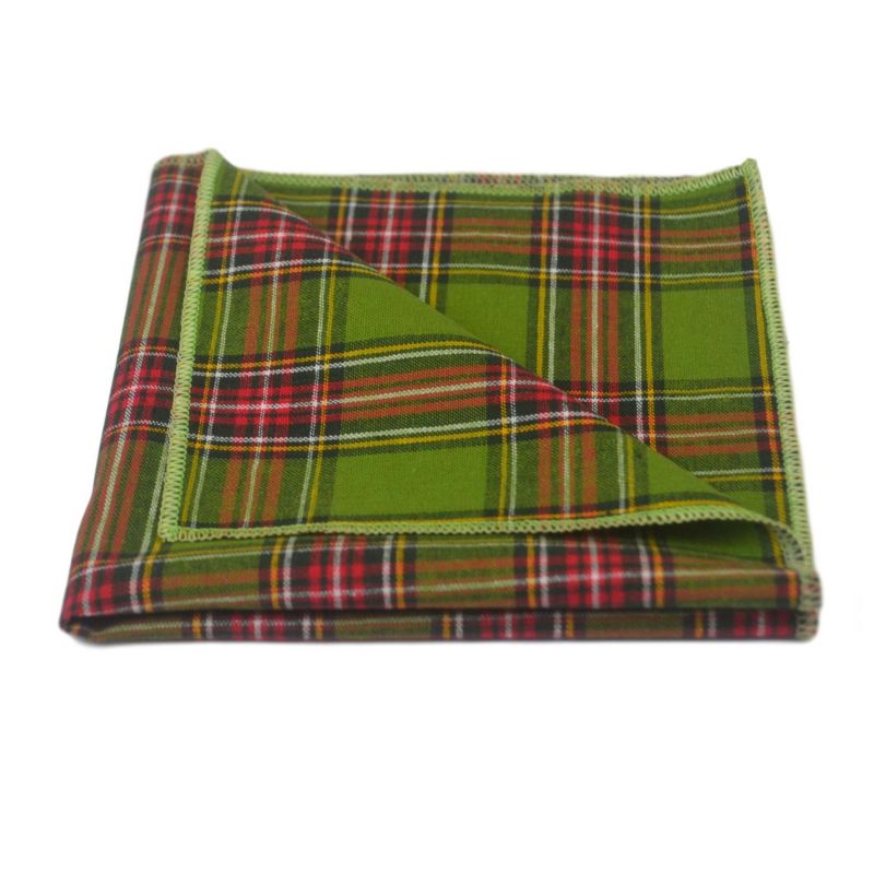 King & Priory Traditional Green Tartan Tie & Pocket Square Set