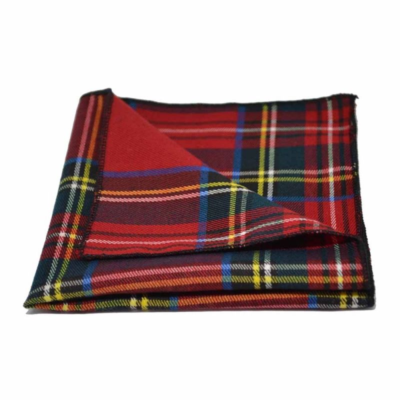 King & Priory Traditional Red Tartan Check Waistcoat Tie & Pocket Square Set