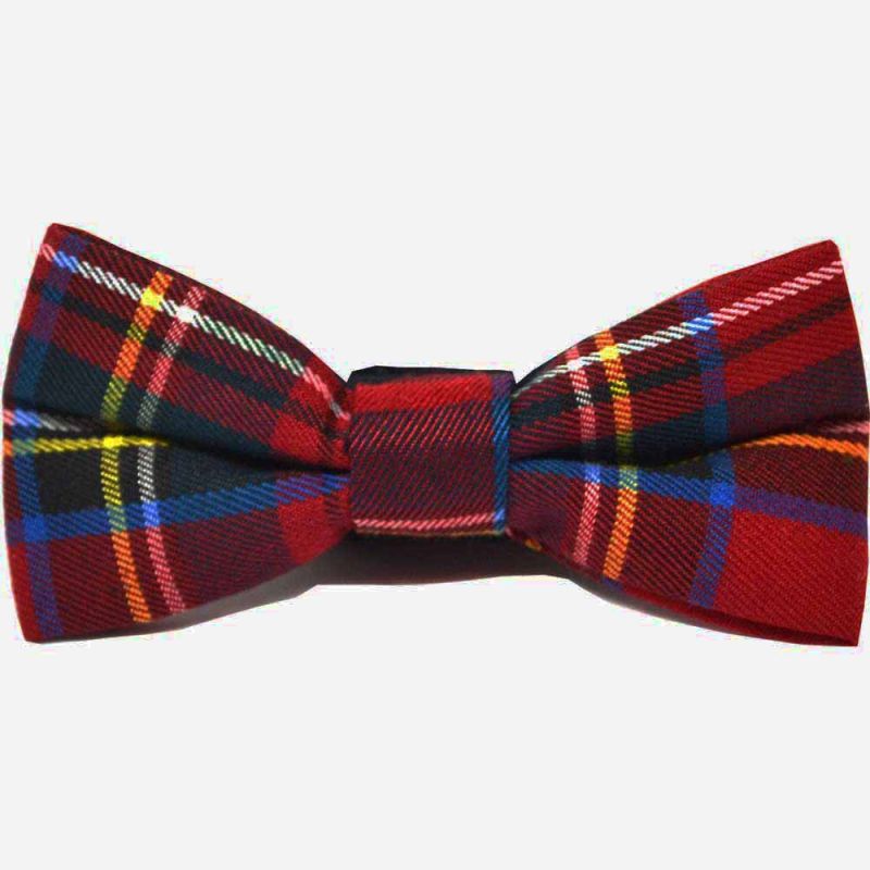 King & Priory Traditional Red & Yellow Tartan Check Bow Tie Tie & Pocket Square Set