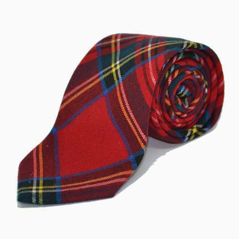 King & Priory Traditional Red & Yellow Tartan Check Tie & Pocket Square Set Boxed