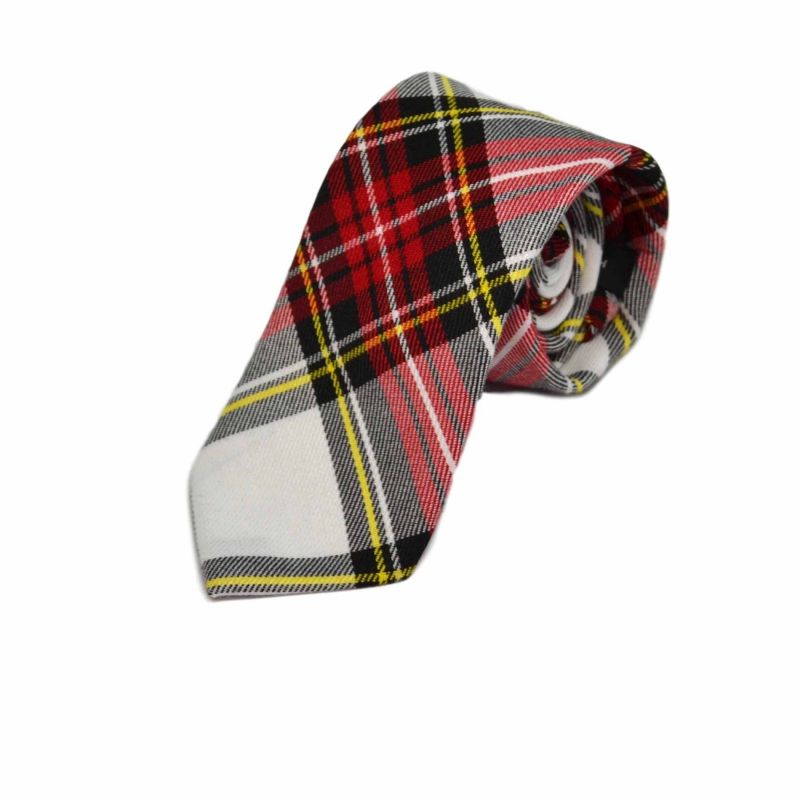 King & Priory Traditional White & Red Tartan Tie & Pocket Square Set