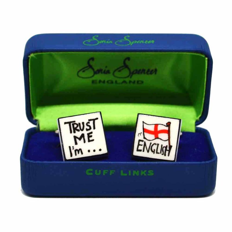 King & Priory Trust Me I'm English Cufflinks By Sonia Spencer