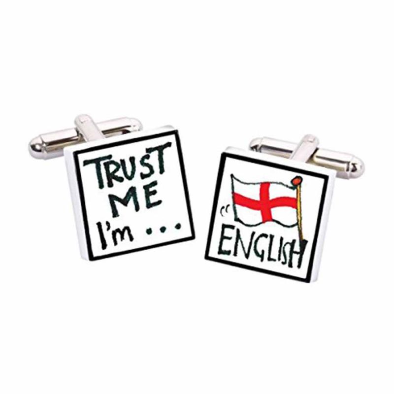 king & priory Trust Me I'm English Cufflinks by Sonia Spencer