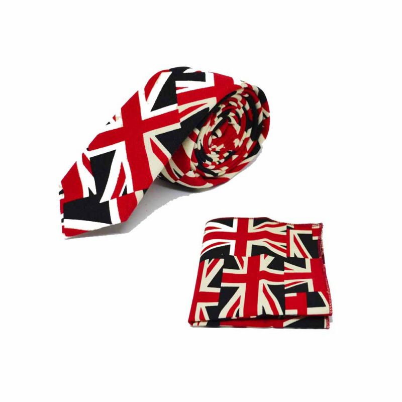 king & priory Union Jack Design Tie & Pocket Square Set