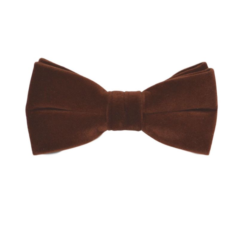 king & priory Walnut Brown Velvet Bow Tie & Pocket Square Set