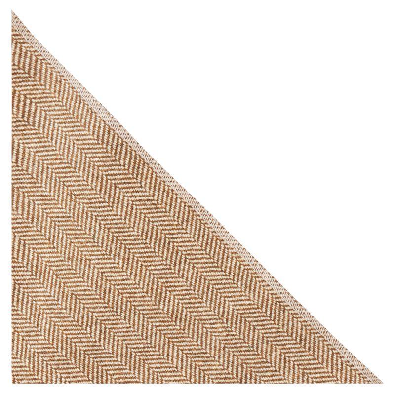 king & priory Warm Brown Herringbone Wool Pocket Square