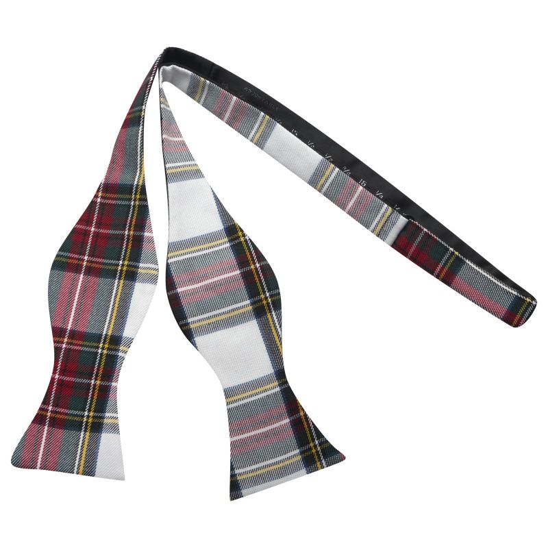 king & priory White & Red Tartan Check Self-Tie Bow Tie