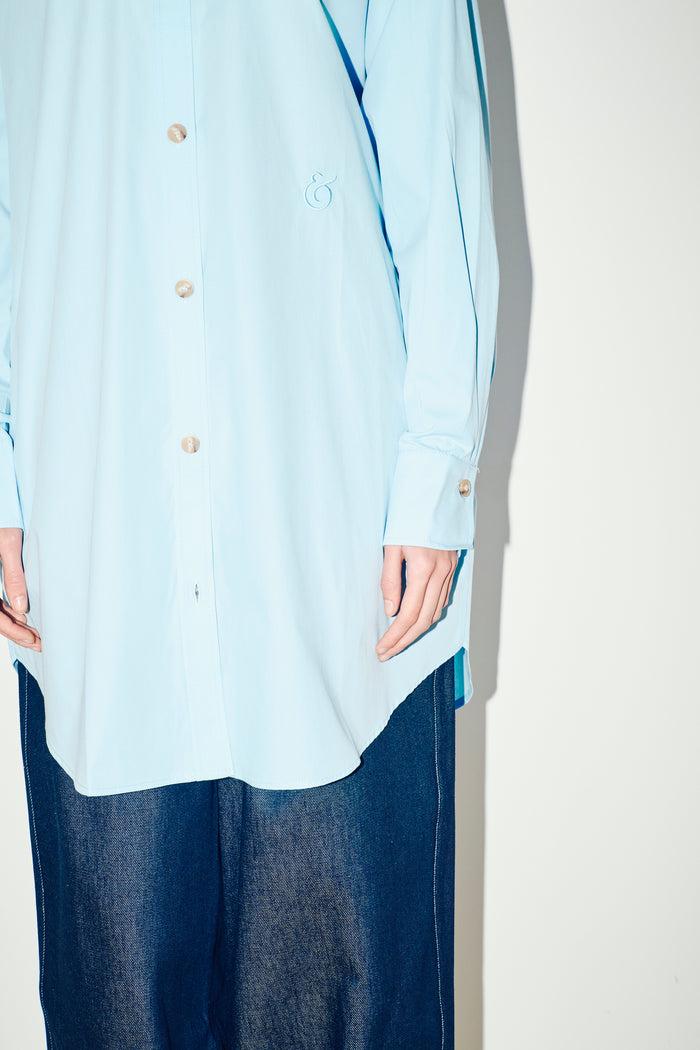 King & Tuckfield Cotton Poplin Oversized Shirt Dress BLUE