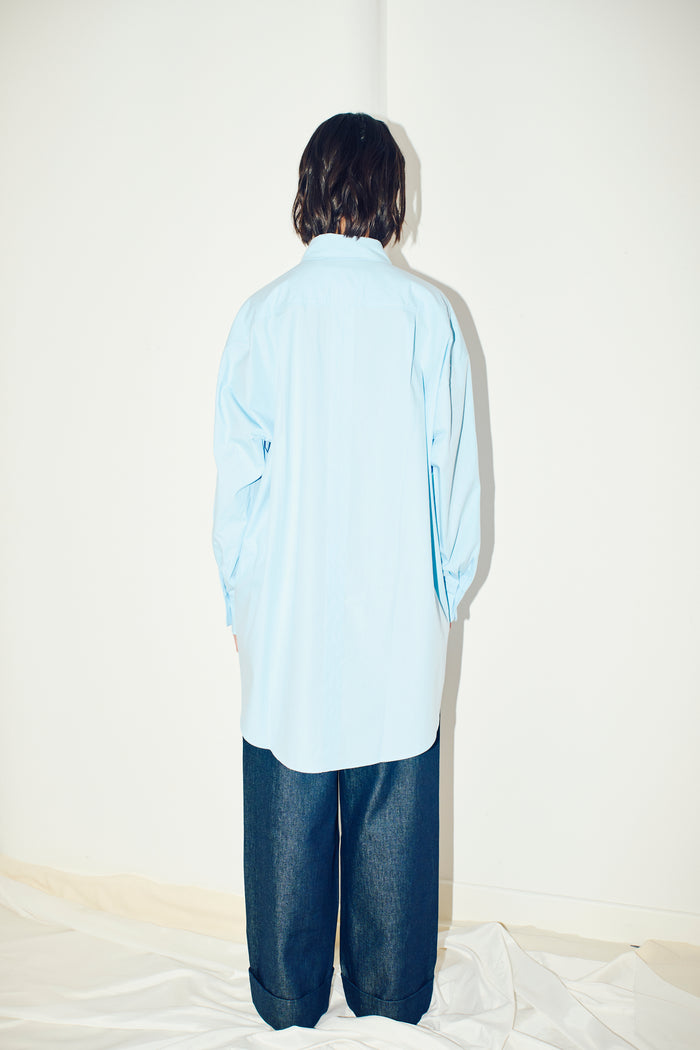 King & Tuckfield Cotton Poplin Oversized Shirt Dress BLUE