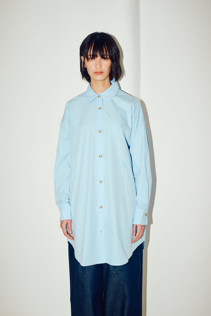 king & tuckfield Cotton Poplin Oversized Shirt Dress BLUE