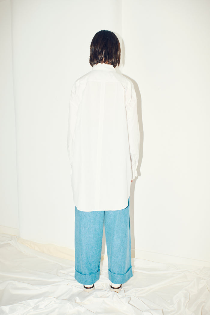 King & Tuckfield Cotton Poplin Oversized Shirt Dress WHITE