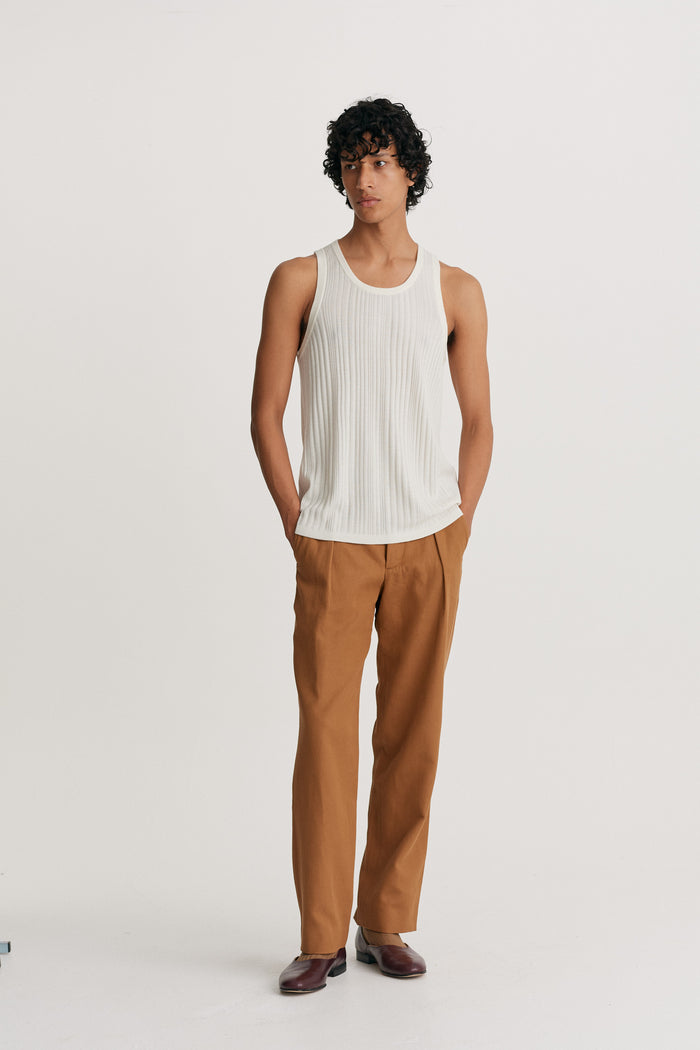 King & Tuckfield Irregular Rib Knitted Vest VANILLA ICE