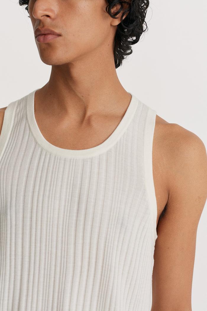 King & Tuckfield Irregular Rib Knitted Vest VANILLA ICE