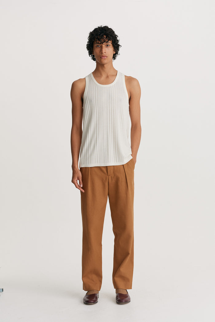 king & tuckfield Irregular Rib Knitted Vest VANILLA ICE