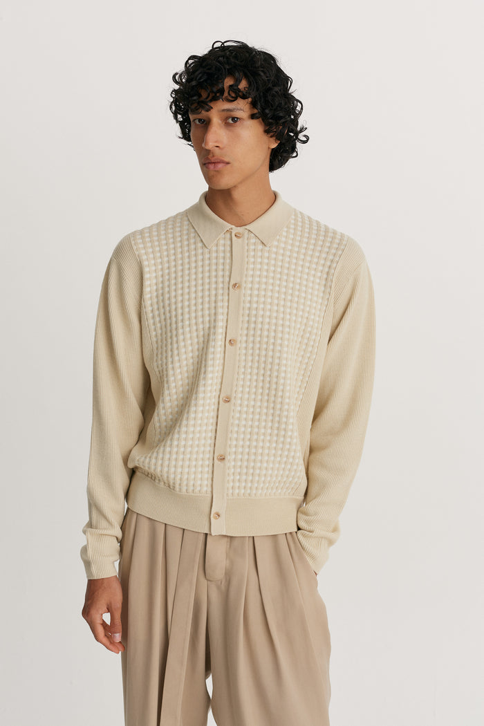 king & tuckfield Basket Cardigan OYSTER