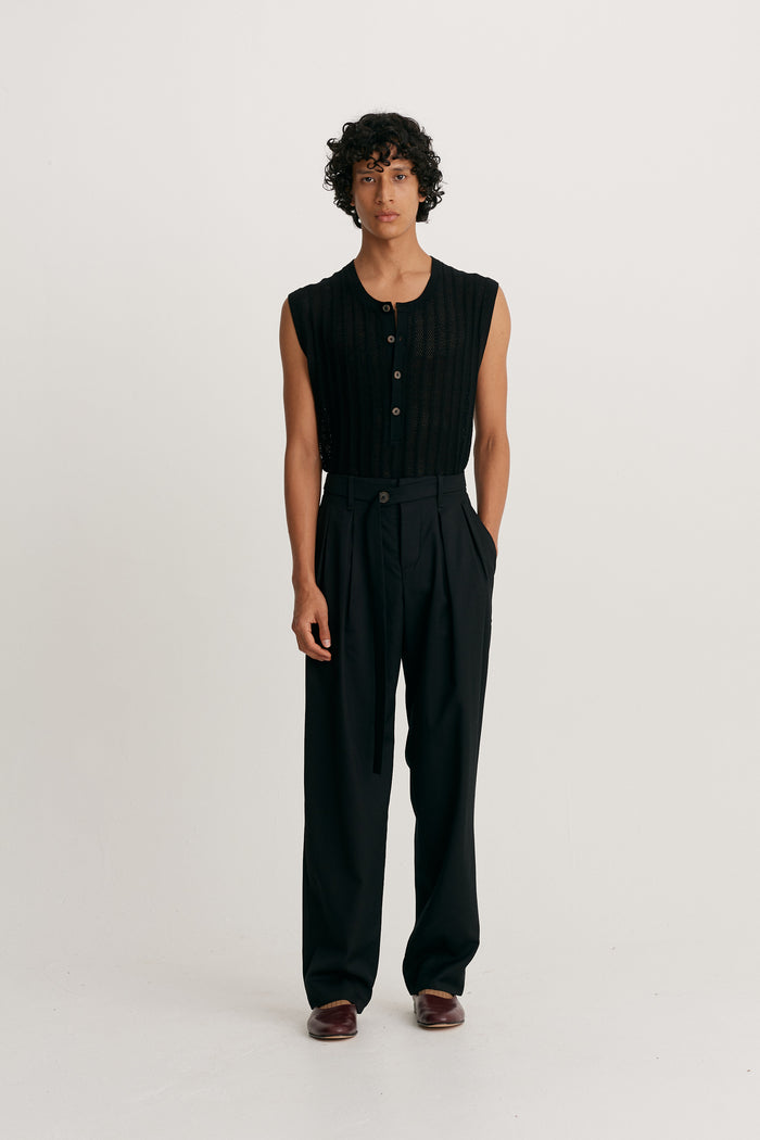 King & Tuckfield Button Belt Grant Trouser BLACK