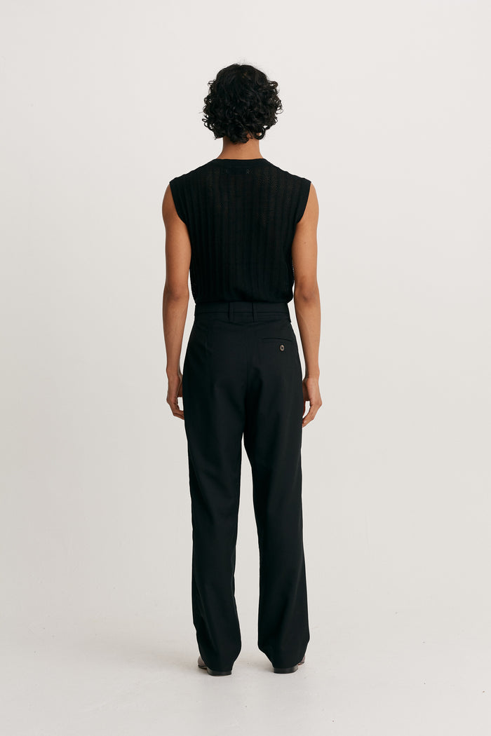 King & Tuckfield Button Belt Grant Trouser BLACK