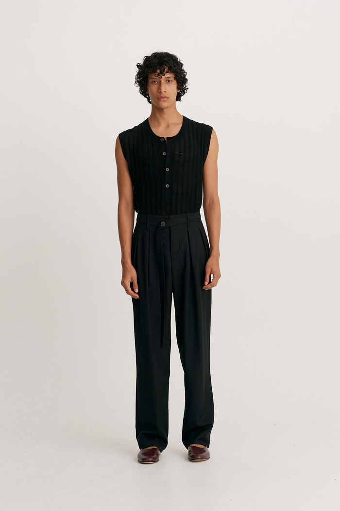 king & tuckfield Button Belt Grant Trouser BLACK