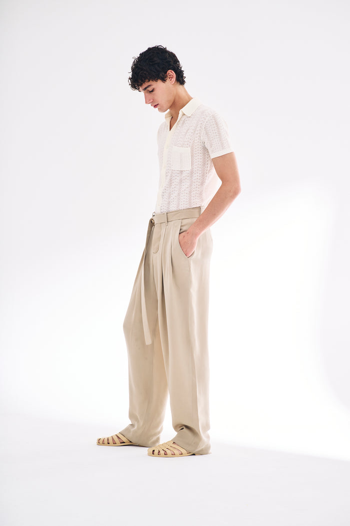 King & Tuckfield Button Belt Grant Trouser BROWN