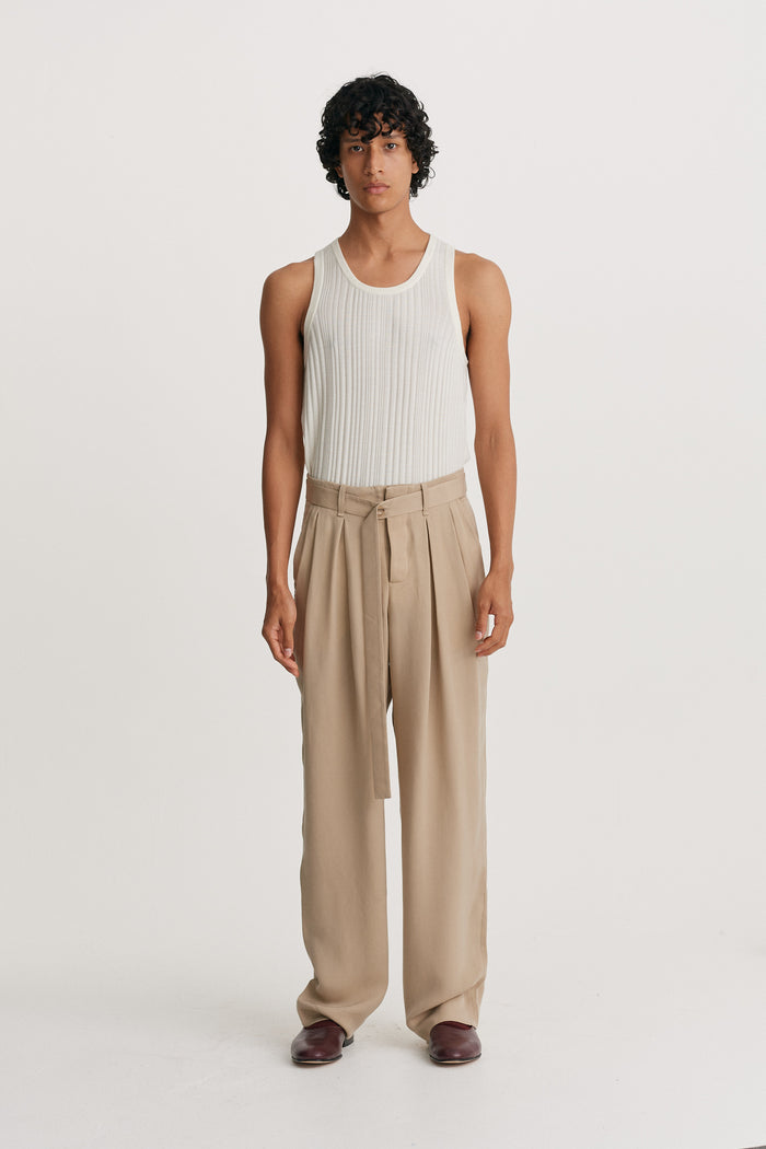 king & tuckfield Button Belt Grant Trouser BROWN