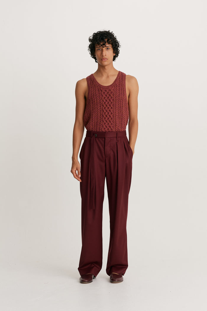 King & Tuckfield Button Belt Grant Trouser MERLOT