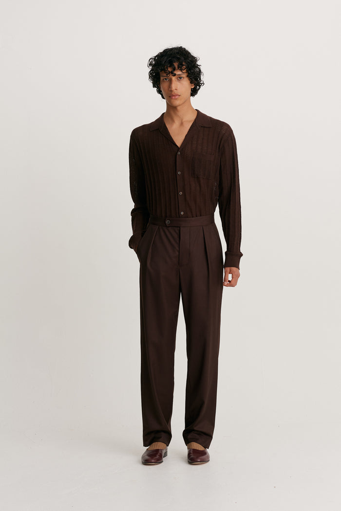 king & tuckfield Classic Pleat Trouser CAROB