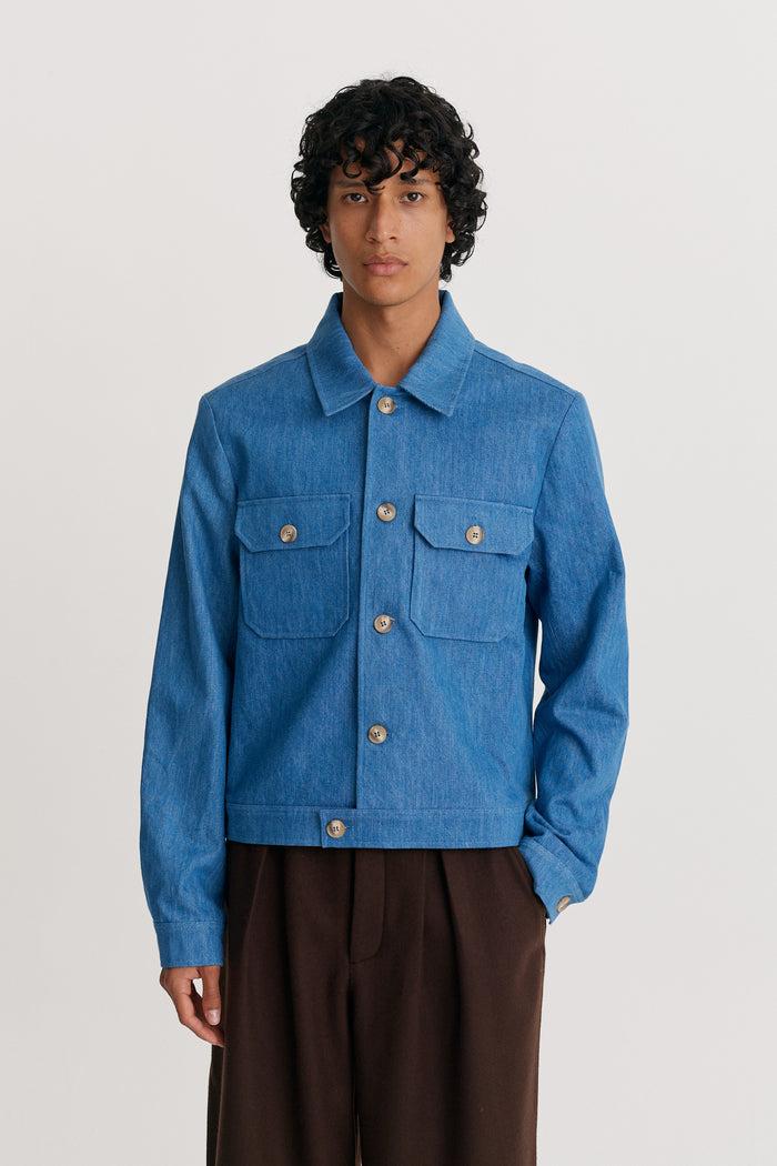 King & Tuckfield Collared Bomber Jacket BLUE