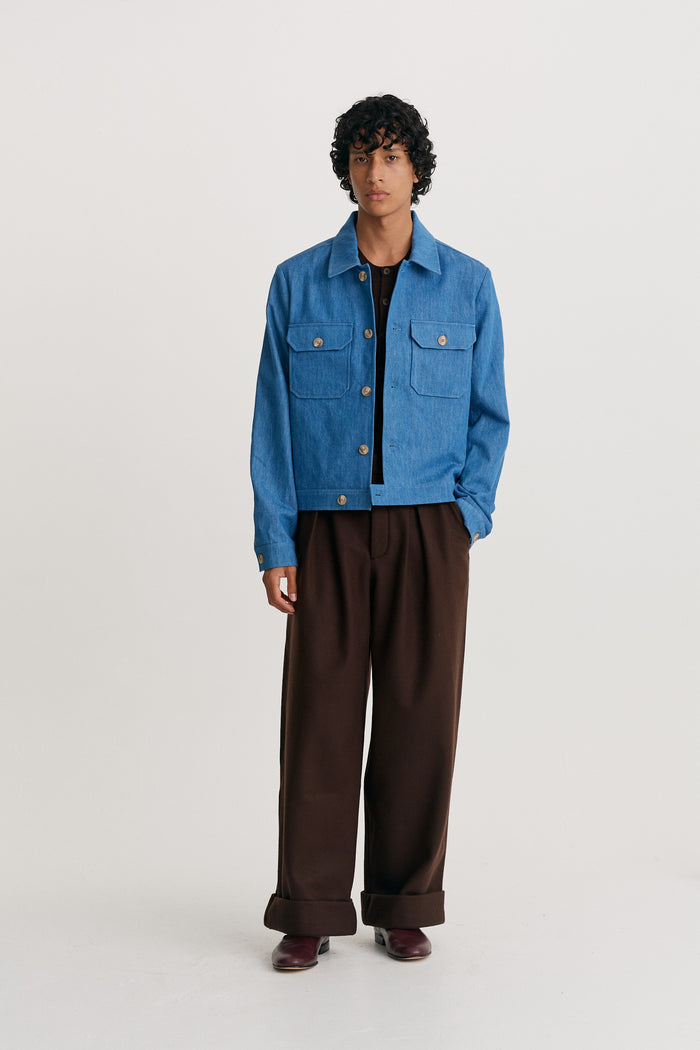 King & Tuckfield Collared Bomber Jacket BLUE