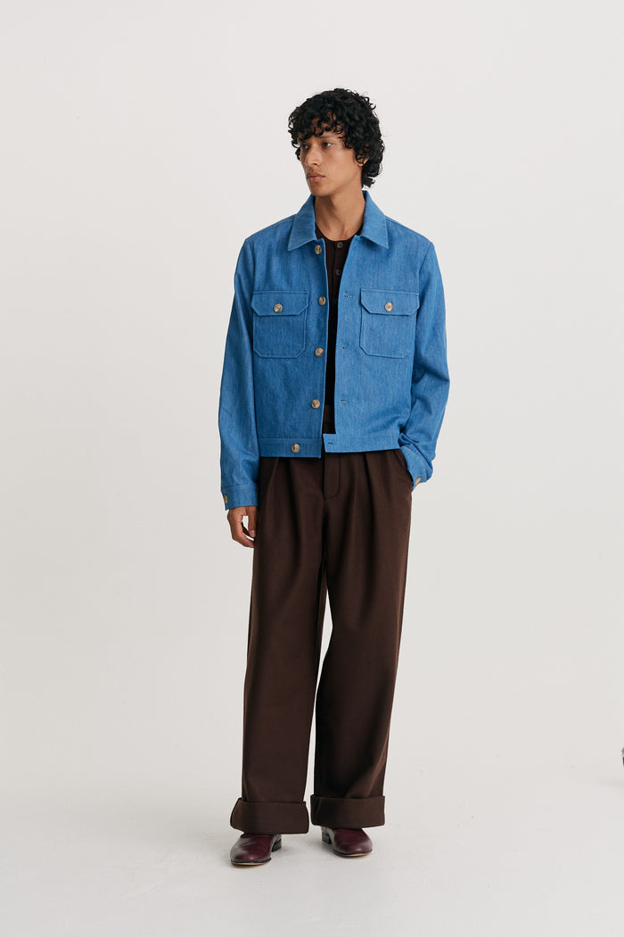 king & tuckfield Collared Bomber Jacket BLUE