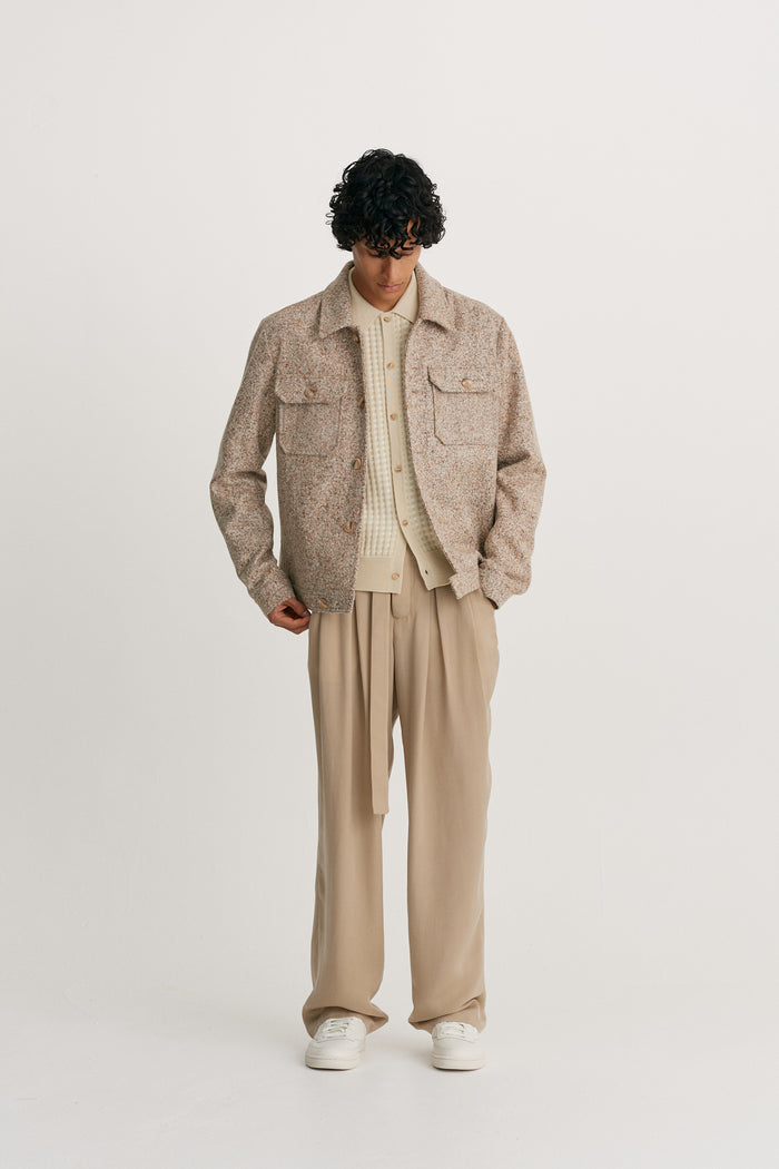 King & Tuckfield Collared Bomber Jacket BROWN