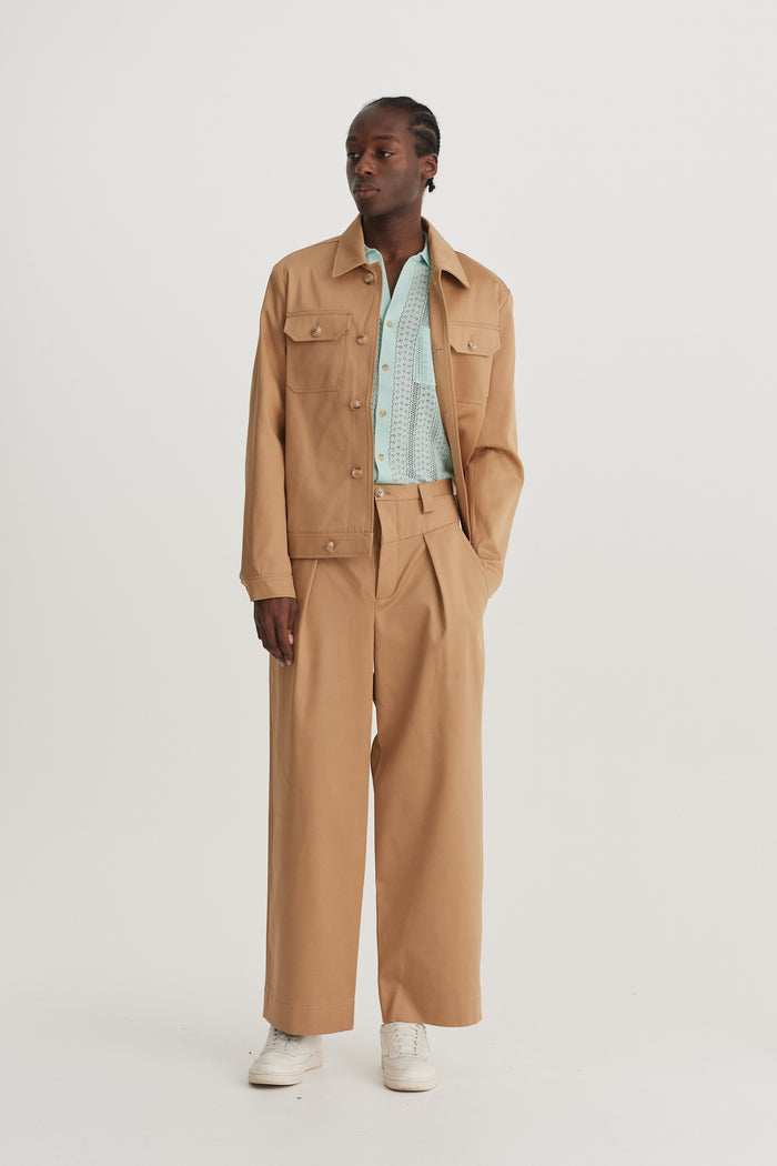 King & Tuckfield Collared Bomber Jacket BROWN