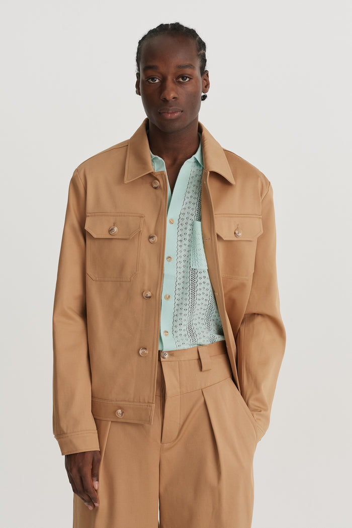 King & Tuckfield Collared Bomber Jacket BROWN